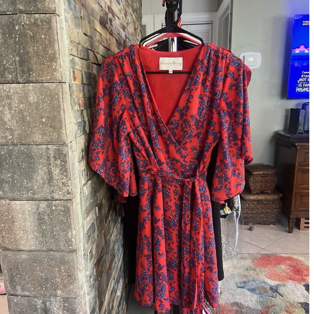 Charles Henry Nordstrom Floral kimono wrap dress size Petite xsp